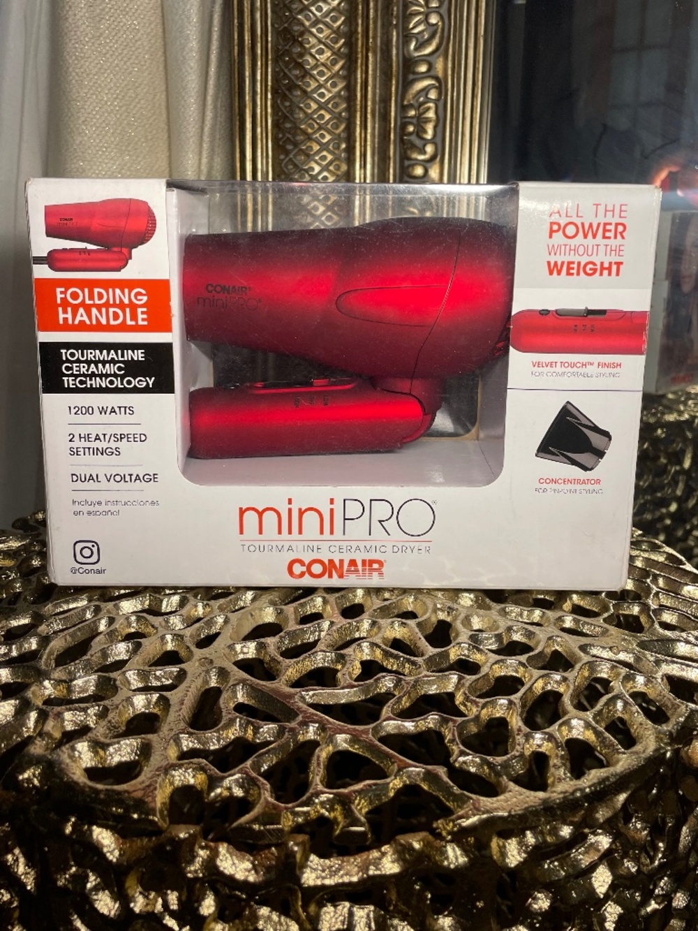 Conair Minipro Tourmaline Ceramic Styler 1200 Watts Dual Voltage - Red